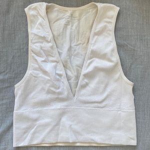 V neck white crop tank top